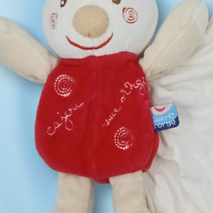 Lapin SUCRE D'ORGE doudou Cajou rouge spirales