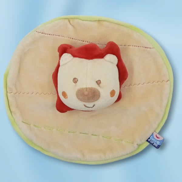 Lion SUCRE D'ORGE doudou rond plat jaune
