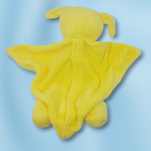 Chien BLEDINA doudou plat triangle jaune