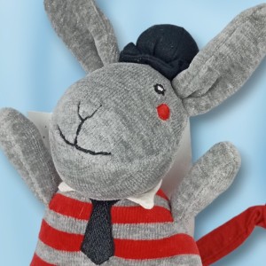 Lapin PREMAMAN gris rayé rouge