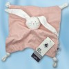 Lapin PETIT BATEAU doudou carré plat milleraies rose et blanc
