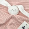 Lapin PETIT BATEAU doudou carré plat milleraies rose et blanc