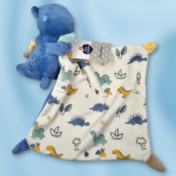 Dinosaure MOTS D'ENFANTS doudou bleu