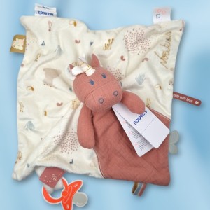 Licorne NOUKIE'S doudou plat rose Lina