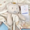 Lapin NOUKIE'S doudou plat beige et rose Joy