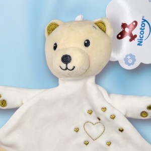 Ours NICOTOY doudou beige et or "Sparkle"