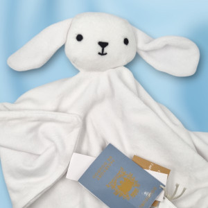 Lapin BOUT'CHOU (Monoprix) doudou carré plat blanc