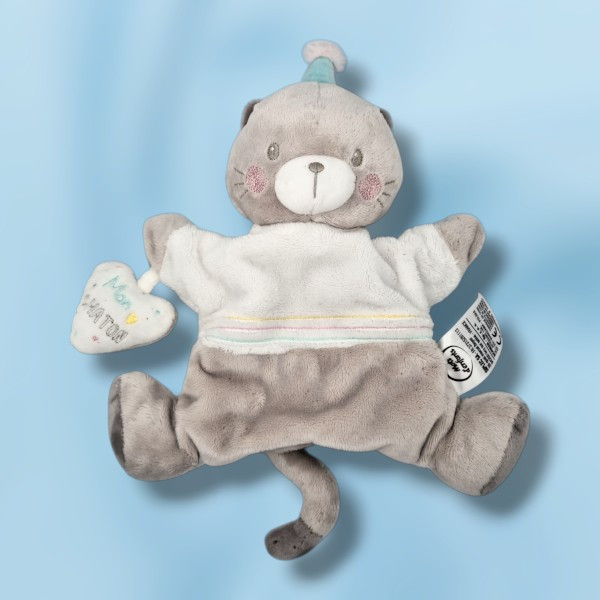 Chat MOTS D'ENFANTS doudou marionnette "Mon CHATON"