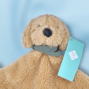 Chien TEX BABY Carrefour doudou plat beige