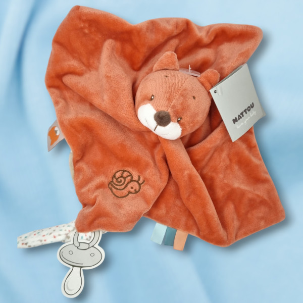 Renard NATTOU Oscar doudou plat orange