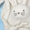 Lapin BOUT'CHOU (Monoprix) doudou carré plat blanc étoiles grises