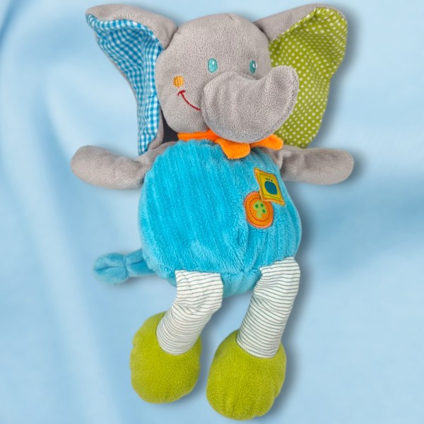 Eléphant MOTS D'ENFANTS peluche bleue