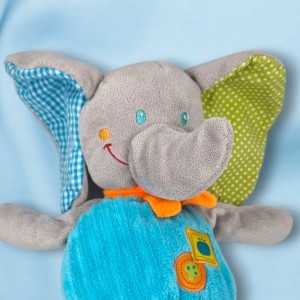 Eléphant MOTS D'ENFANTS peluche bleue