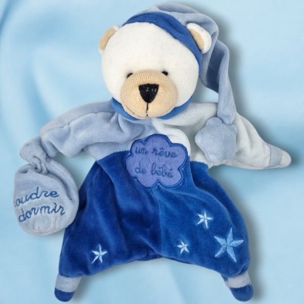 Ours "Un Rêve de Bébé" marionnette bleu