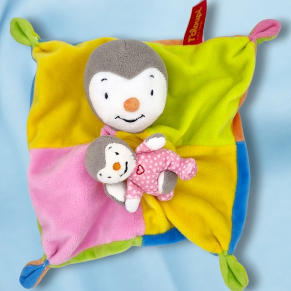 Tchoupi NICOTOY doudou carré plat avec bébé