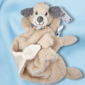 Chien TEX BABY Carrefour doudou plat beige