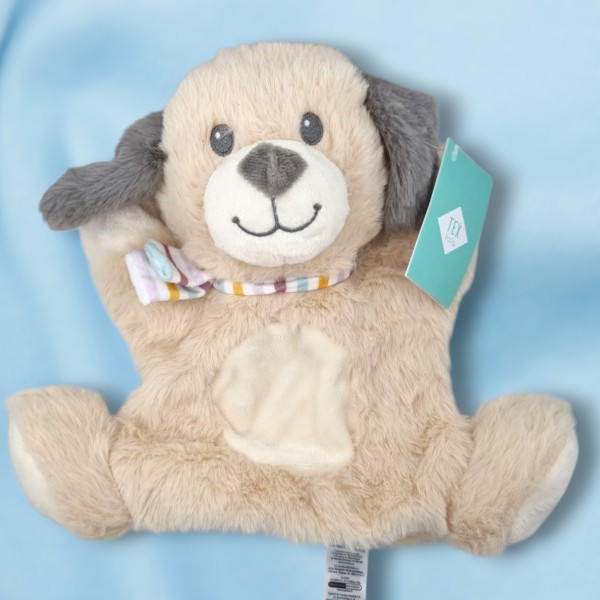 Chien TEX BABY Carrefour doudou marionnette beige