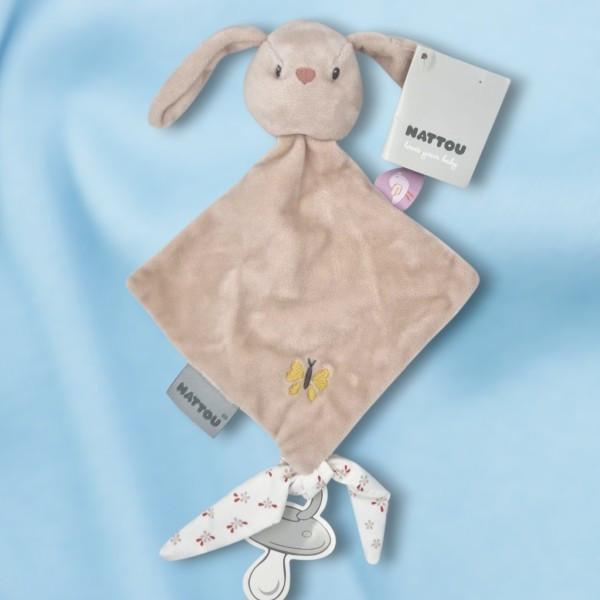 Lapin NATTOU plat beige rose