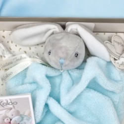 Lapin KALOO doudou plat Plume vert d'eau