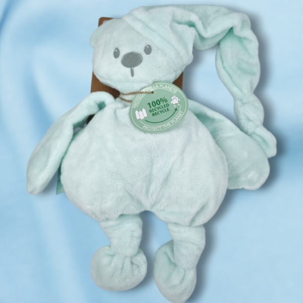 SOS doudou ours NATTOU Lapidou vert menthe en tissu recyclé
