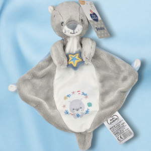 SOS doudou loutre MOTS D'ENFANTS Leclerc doudou plat gris