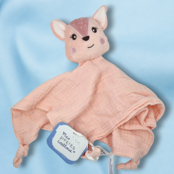 SOS doudou biche MES PETITS CAILLOUX Stokomani plat en lange rose