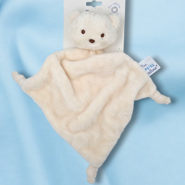 SOS doudou ours MES PETITS CAILLOUX Stokomani plat blanc