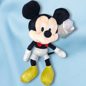 SOS doudou Mickey DISNEY peluche avec short, chaussures et nœud papillon qui brillent comme des paillettes