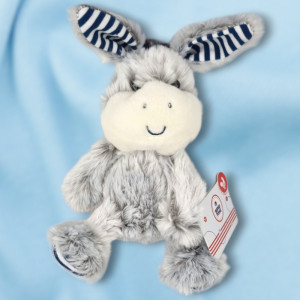 SOS doudou ane GIPSY peluche grise rayé bleu marine et blanc