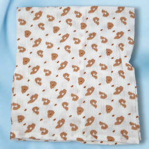 SOS doudou lange NOUKIES carré plat en mousseline de coton imprimé léopard 70x70 cm BB2239.57