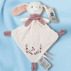 SOS doudou lapin MOTS D'ENFANTS plat blanc et rose fleurs brodées