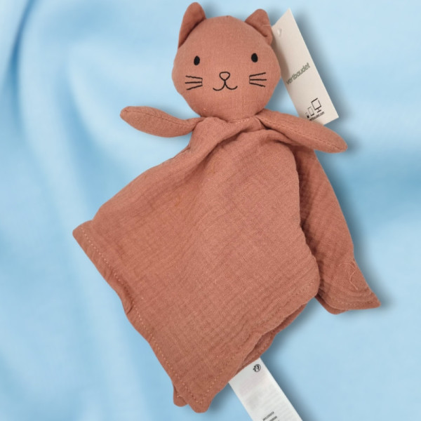SOS doudou chat VERTBAUDET plat en lange marron