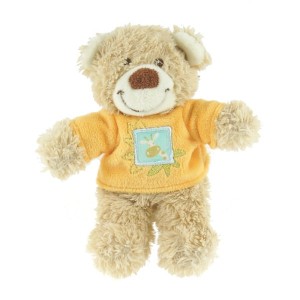 Ours TEX BABY doudou beige, pull orange