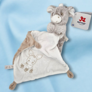 SOS doudou âne NICOTOY peluche beige avec doudou carré plat