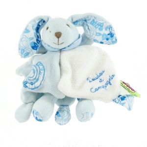 lapin DOUDOU ET COMPAGNIE Tatoo bleu et blanc