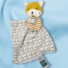 SOS doudou renard DOUDOU & CIE Bio petite peluche jaune avec doudou carré plat écru et fleurs DC3841