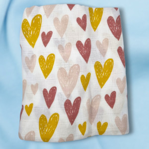 SOS doudou lange ACTION carré plat blanc cœurs 110 cm