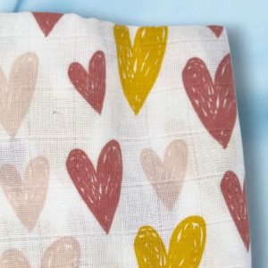 Lange ACTION carré plat blanc coeurs 110 cm