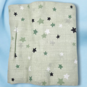 SOS doudou lange ACTION carré plat vert étoiles 110 cm