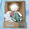 SOS doudou lion DOUDOU & CIE Couleurs Savane plat vert et beige DC4068