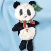 SOS doudou peluche panda Rototos Déglingos Simply en velours noir et blanc bandana vert 30 cm