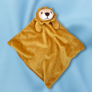 SOS doudou lion carré plat jaune orange