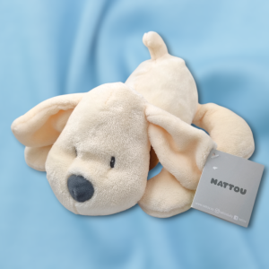 SOS doudou chien Charlie NATTOU doudou peluche blanc écru vanille 25 cm