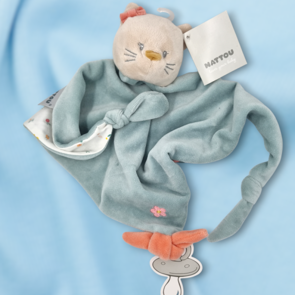 SOS doudou chat Lana NATTOU doudou triangle plat vert
