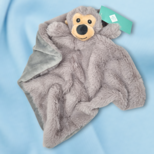 SOS doudou singe TEX BABY Carrefour carré plat gris