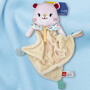 SOS doudou chat Gifi plat jaune et rose col fleurs