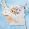 SOS doudou paresseux NICOTOY doudou carré plat blanc dos beige étiquettes feuilles