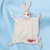 SOS doudou lapin Guigoz 2 carré plat blanc brodé rouge