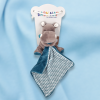 SOS doudou hippopotame BABY NAT Bazile peluche grise avec doudou plat attaché bleu et blanc BN0654