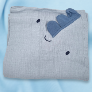 SOS doudou lange dinosaure VERTBAUDET plat bleu